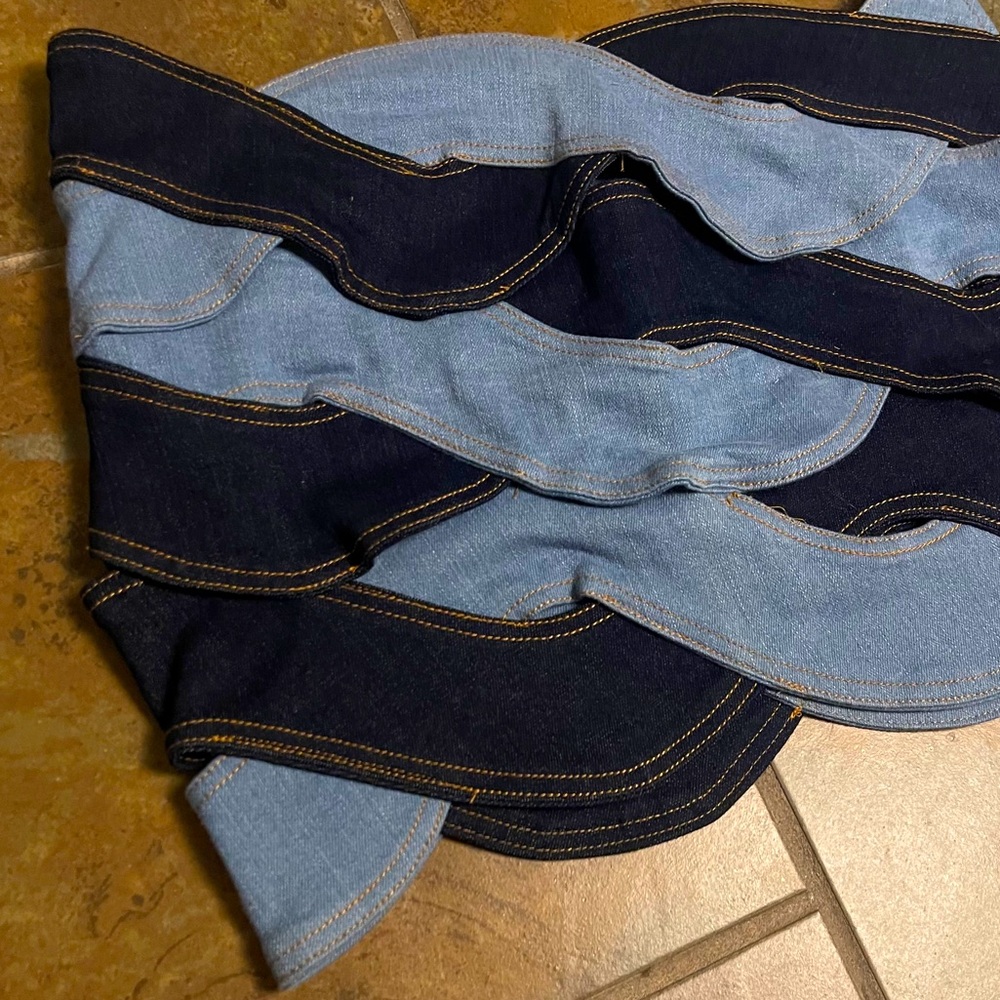 Fashion Nova Light Blue & Dark Blue Wave Denim Skirt Set - Picture 3 of 5